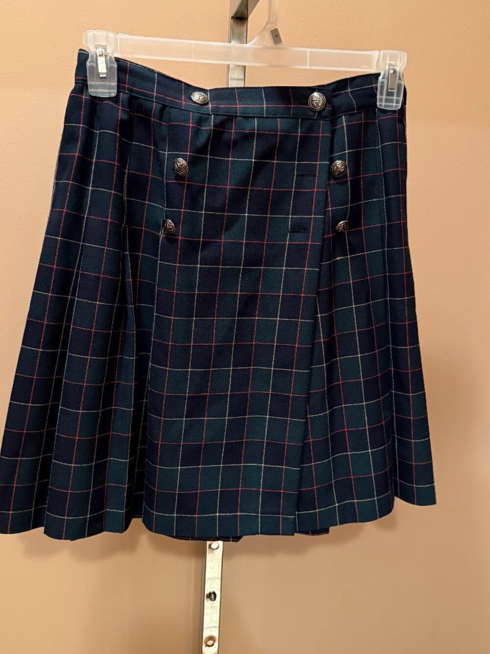 David Benjamin school uniform style green plaid pleated skirt size 12 women’s